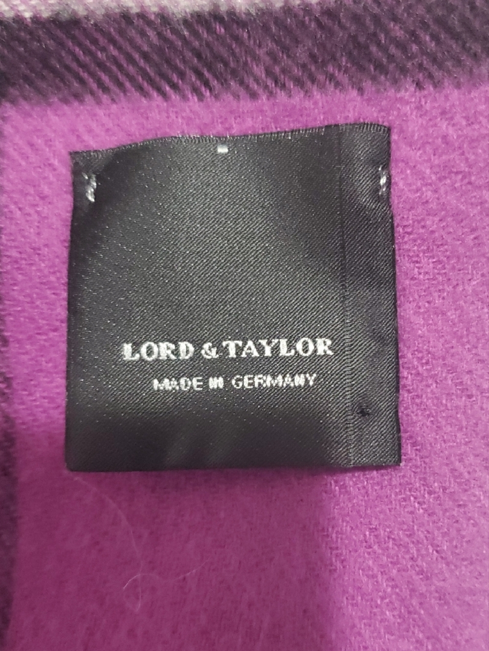 Lord & Taylor Purple Plaid Fringe Scarf - Picture 3 of 3